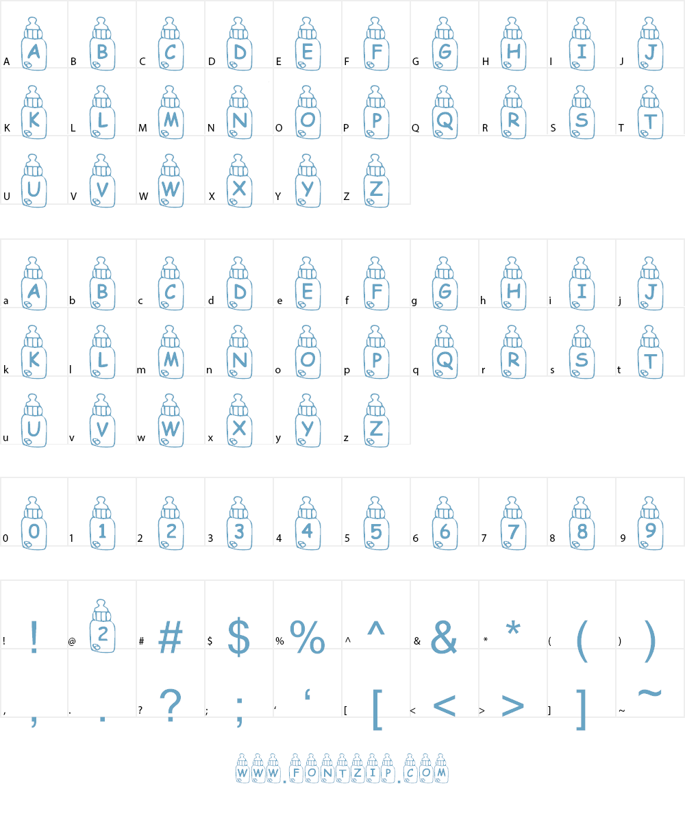 Summers Baby Bottles Font Character